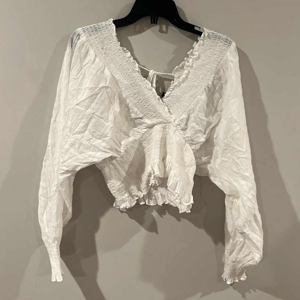 cute white blue blush top
